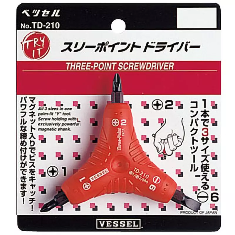 Vessel Three-Pointed Screwdriver Plus Or Minus Tip, TD-210