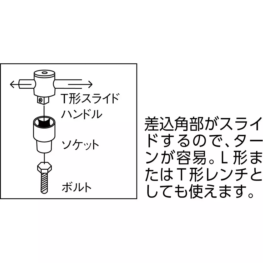 TONE T-Shaped Slide Handle 25.4 mm Square Drive, 416