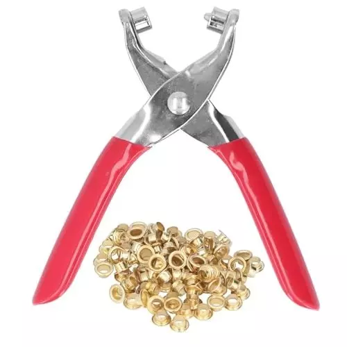 GENERIC Grommet Eyelet Plier Kit Metal Red & Silver 4 mm Capacity (1 Kit)