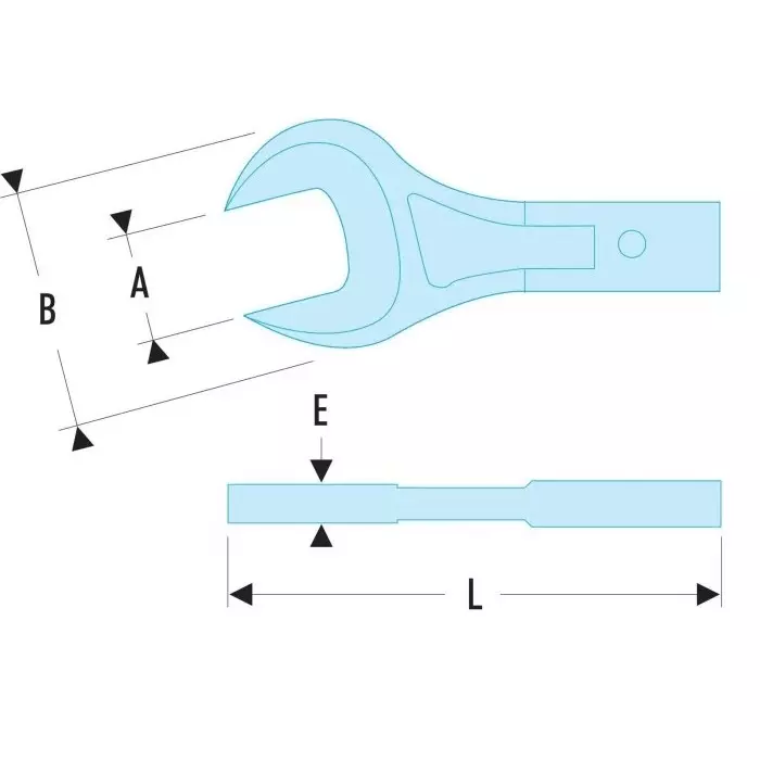 Facom 20 Series Open Ended Insert Open end insert, 36 mm, 12 x 7mm Insert, 20.36