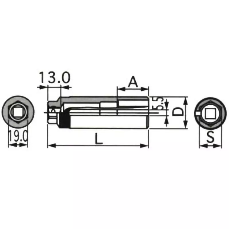 TONE Slit Socket 6 Corners 9.5 mm, 3SLT-19