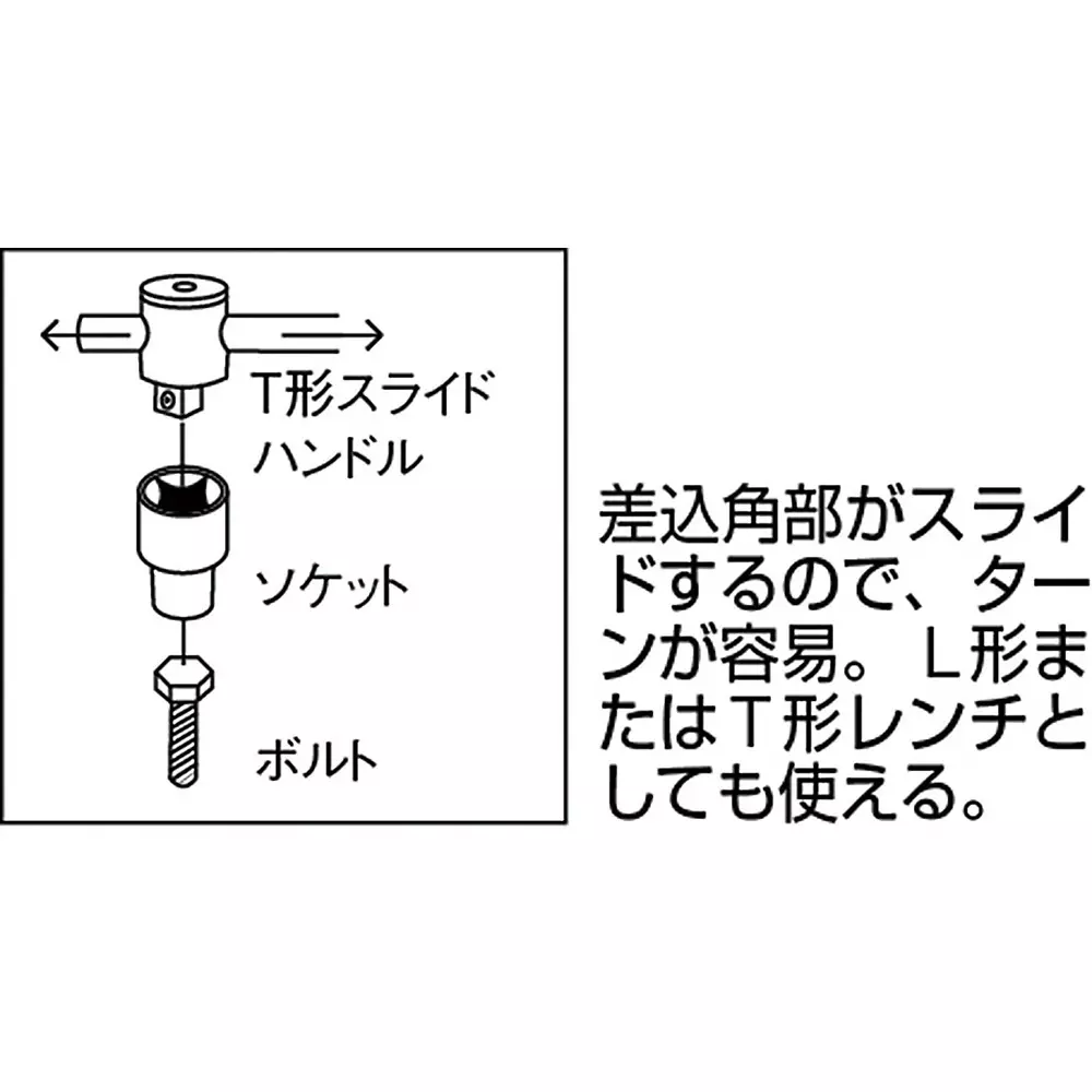 TONE T-Shaped Slide Handle 6.35 mm Square Drive, SL20