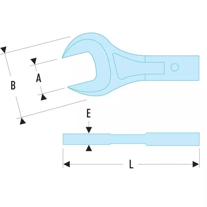 Facom 20 Series Open Ended Insert Open end insert, 27 mm, 12 x 7mm Insert, 20.27