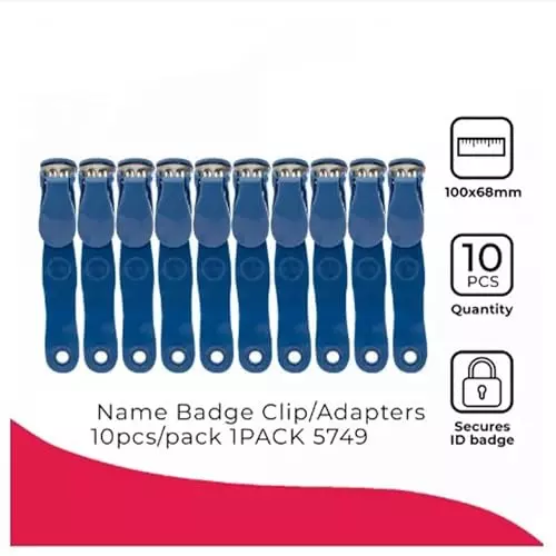 Malfah Enterprises Badge Clip / Adapters 100x68 mm Nylon Blue, 5749 (Pack of 10)