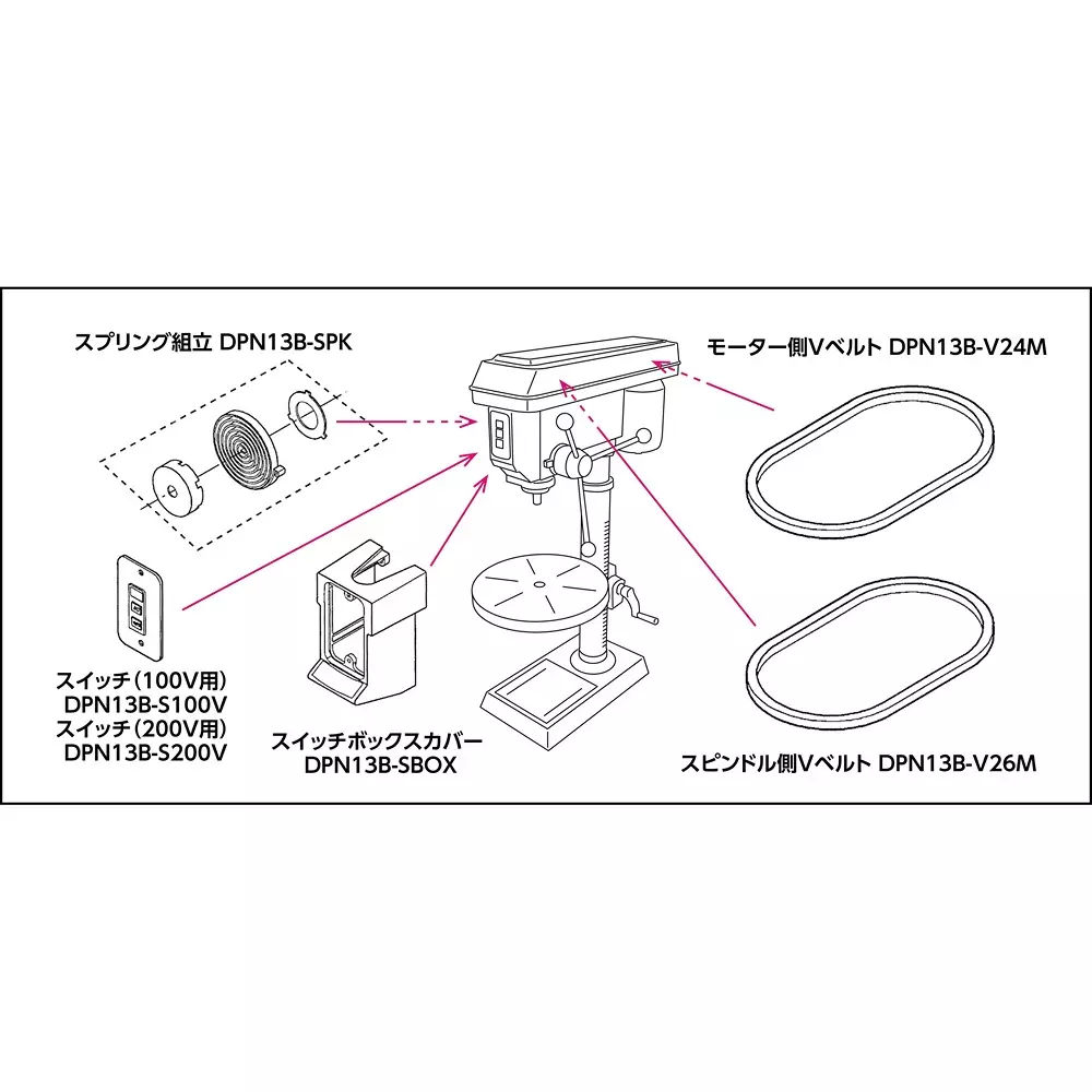 trusco-tabletop-drilling-machine-parts-v-belt-dpn13b-v26m
