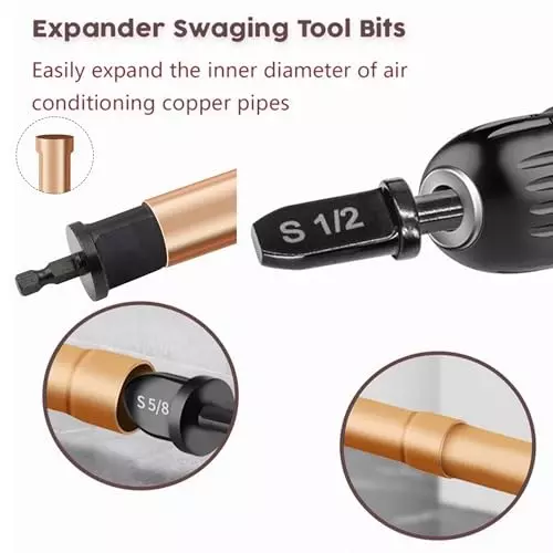 Malfah Enterprises Tube Expander 1/4, 3/8, 1/2, 5/8, 3/4, 7/8 inch Hex Shank Alloy Steel (Pack of 6)