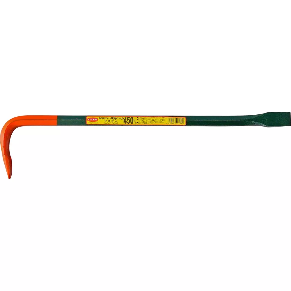 Bakuma Industries Hexagon L-Shaped Crowbar 450 mm Overall Length, 450mm