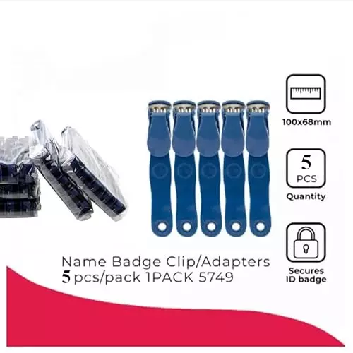 Malfah Enterprises Badge Clip / Adapters 57x12 mm Nylon Blue, 5749 (Pack of 5)