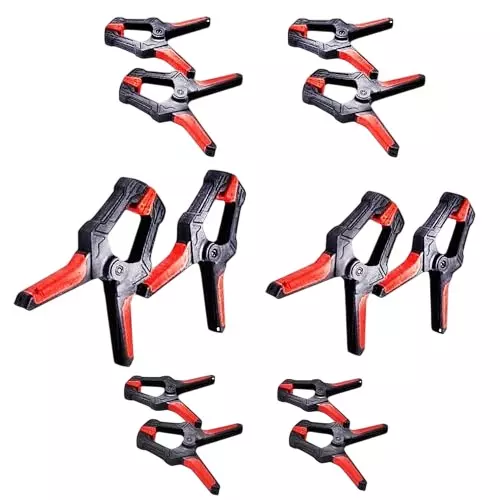 Malfah Enterprises Spring Clamp Set 3, 4, 6 inch Nylon Plastic Clips Anti-Slip Handles, SC-249112 (Pack of 12)