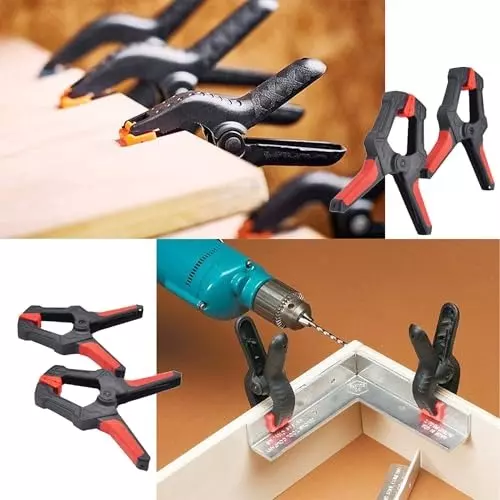 Malfah Enterprises Spring Clamp Set 3, 4, 6 inch Nylon Plastic Clips Anti-Slip Handles, SC-249112 (Pack of 12)