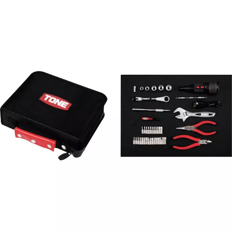 TONE Tool Set For Maintenance Carbon-Like Tray Specifications 6.35Sq 40 Pcs Set 6.35 mm, TSX2170 (40 Pcs Set)