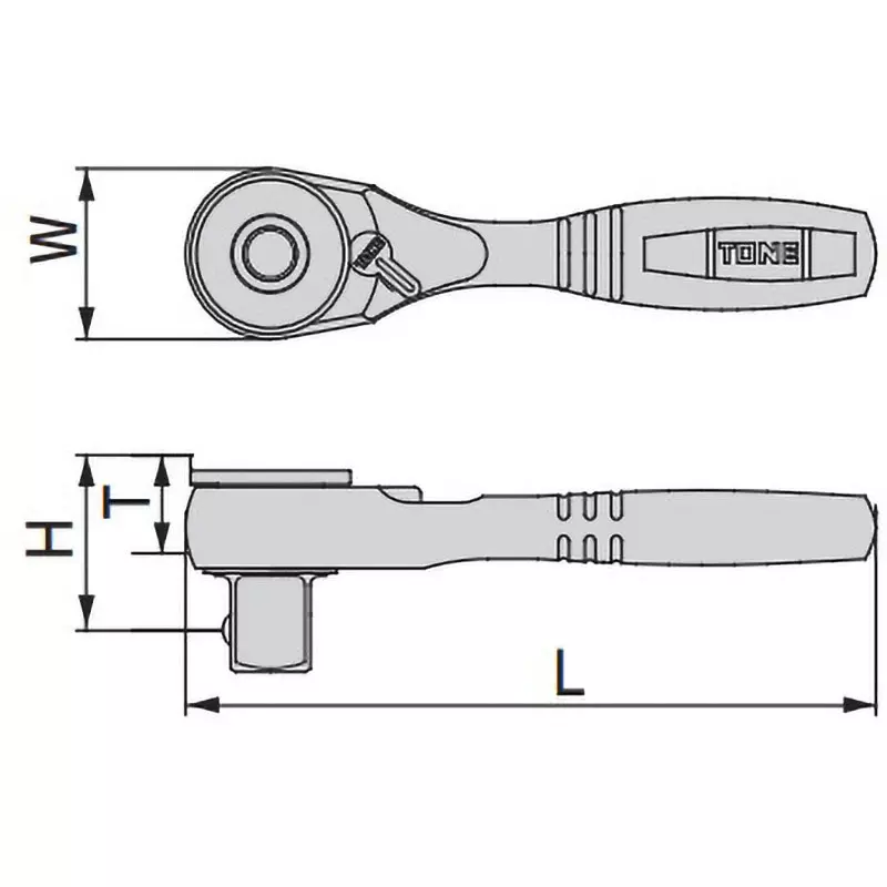 TONE Compact Short Ratchet Handle 12.7 mm Square Drive, RH4CHQS