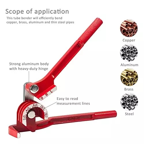 YADAV Tube Bender Tool 0 to 180° for 6 mm, 8 mm, 10 mm Copper Tubes