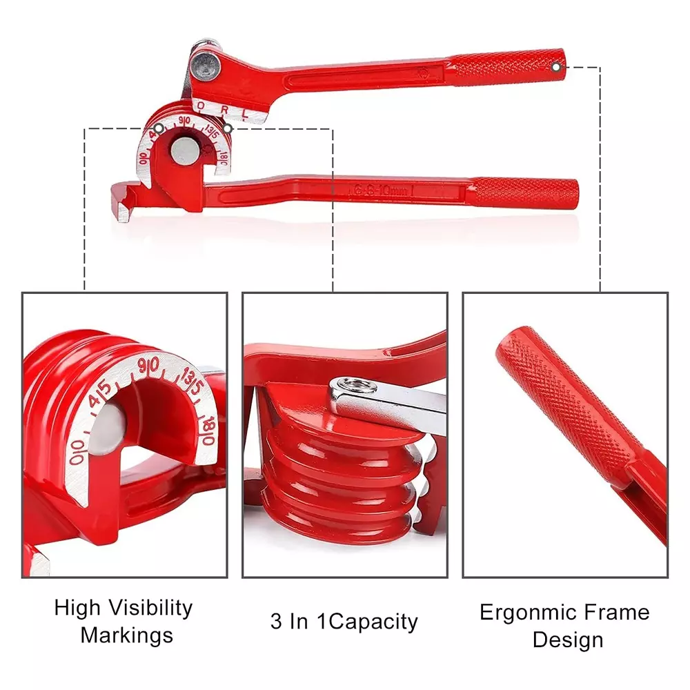 GENERIC Professional 3-in-1 Manual Pipe Bender Adjustable for Fuel & Brake Lines