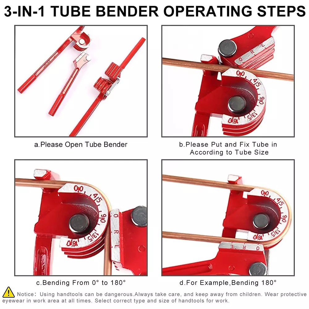 GENERIC Professional 3-in-1 Manual Pipe Bender Adjustable for Fuel & Brake Lines