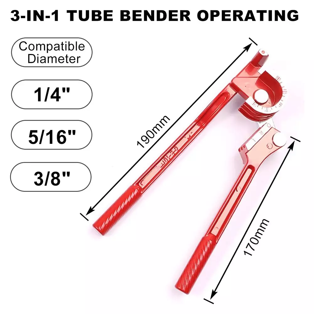 GENERIC Professional 3-in-1 Manual Pipe Bender Adjustable for Fuel & Brake Lines