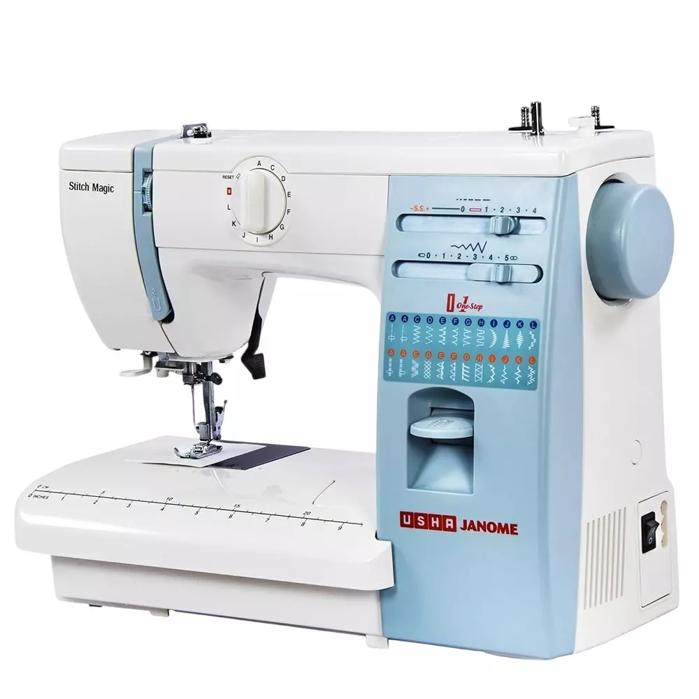 Usha Stitch Magic Sewing Machine with Kit 57 Function Automatic White & Blue, 2011420002F