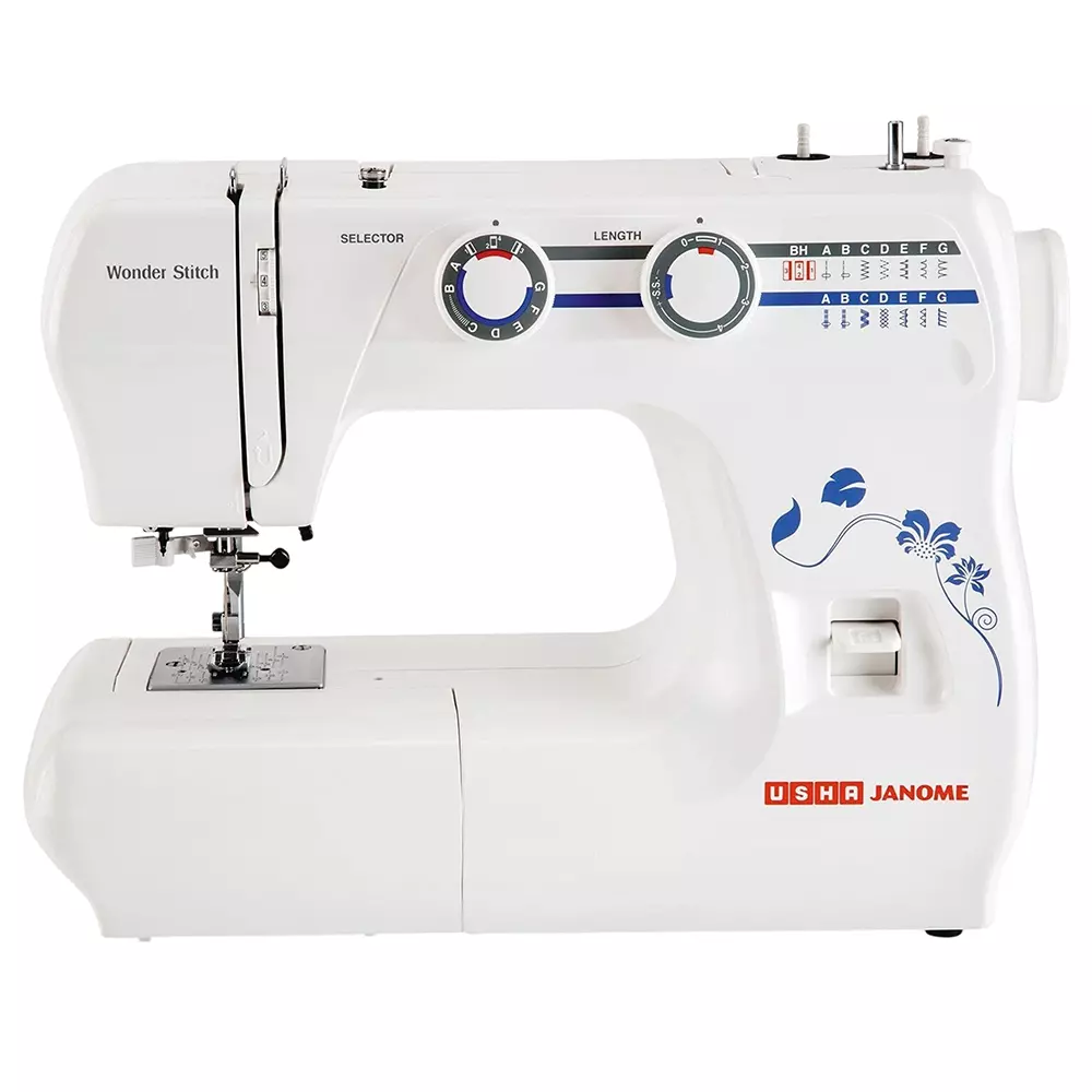 Usha Wonder Stitch Sewing Machine with Kit 21 Function Automatic Zig-Zag White, 2011700004F