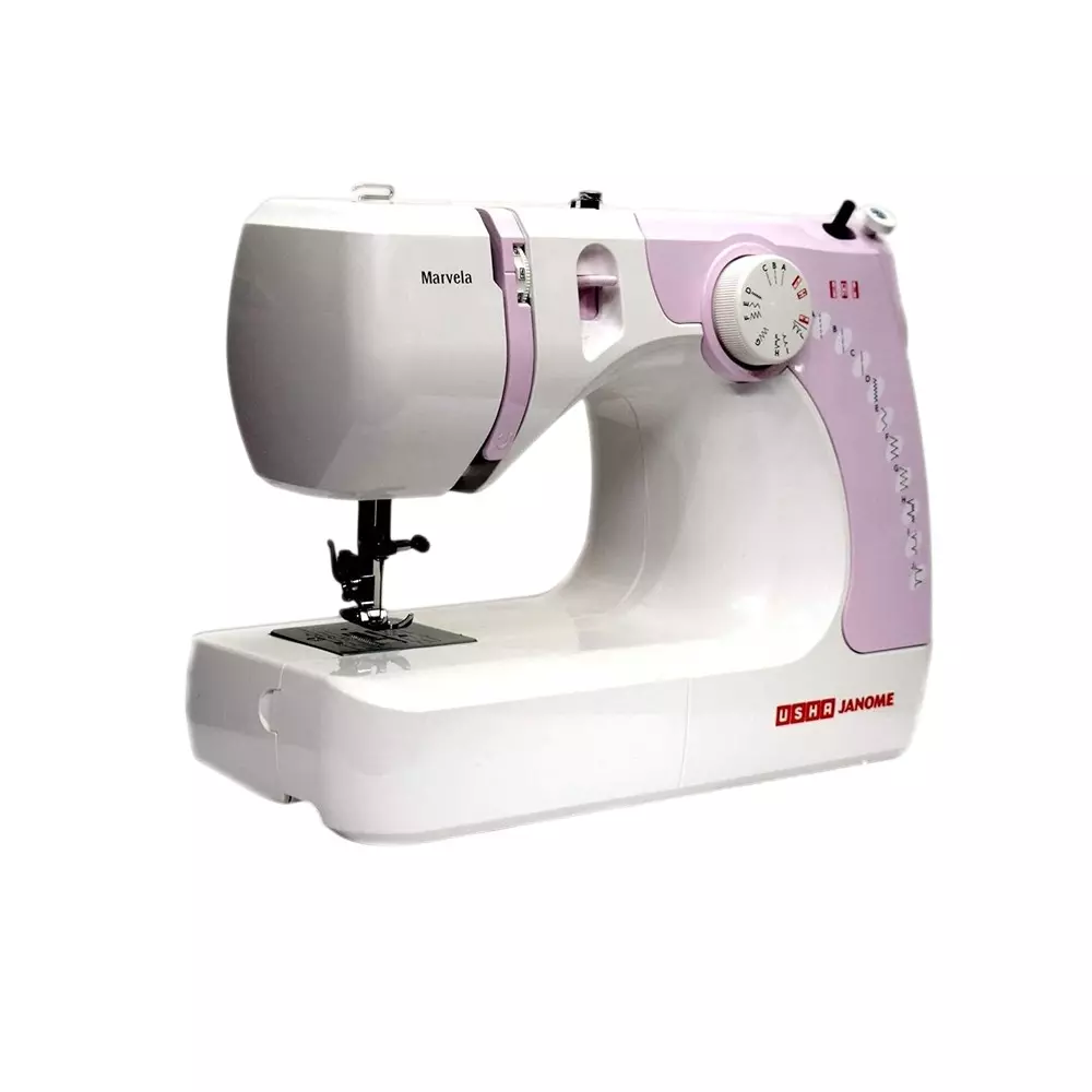 Usha Marvela Sewing Machine 14 Function Automatic Zig-Zag Pink & White