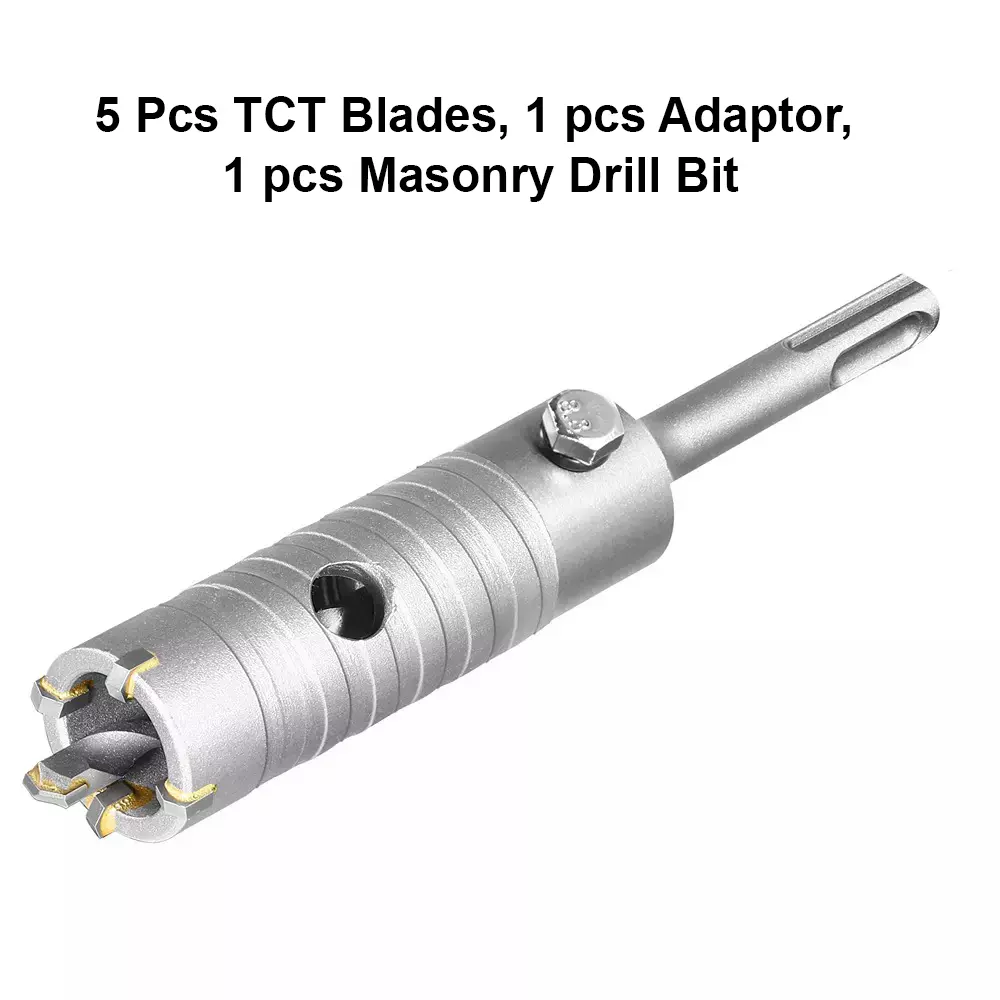 Total Hole Core Bit with Adaptor, 5 Pcs Blades and 8x110 mm Masonry Drill Bit 35 mm Diameter, TAC430351