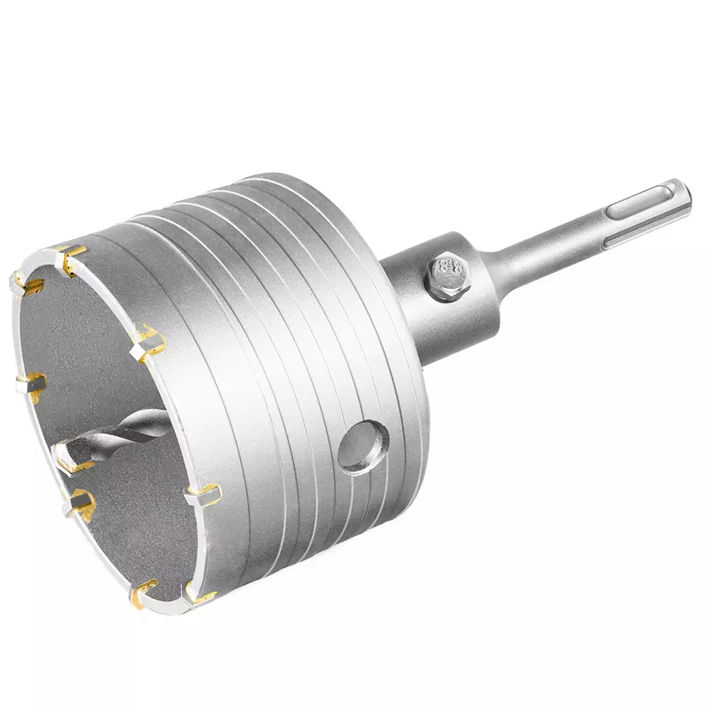 Total Hole Core Bit with Adaptor, 8 Pcs Blades and 8x110 mm Masonry Drill Bit 85 mm Diameter, TAC430851