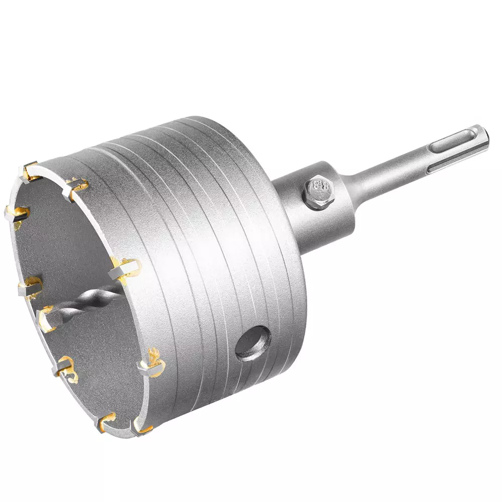 Total Hole Core Bit with Adaptor, 9 Pcs Blades and 8x110 mm Masonry Drill Bit 90 mm Diameter, TAC430901