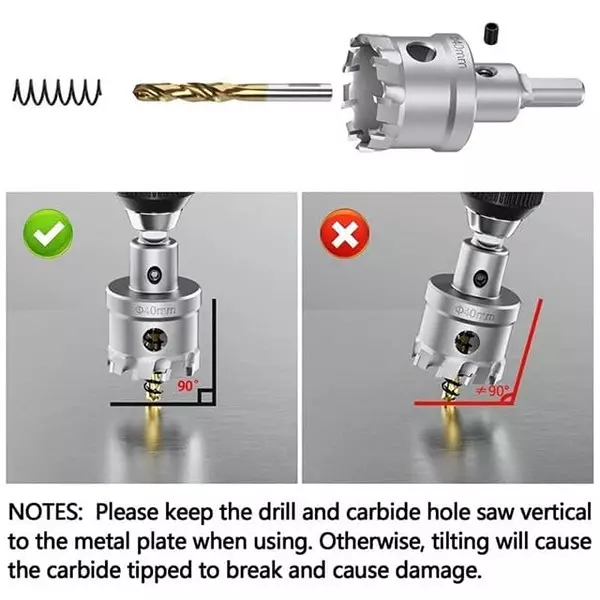 DY TOOLS TCT Core Bit Tungsten Carbide 18 mm Size 10 mm Chuck Size for Saw Metal Cutter
