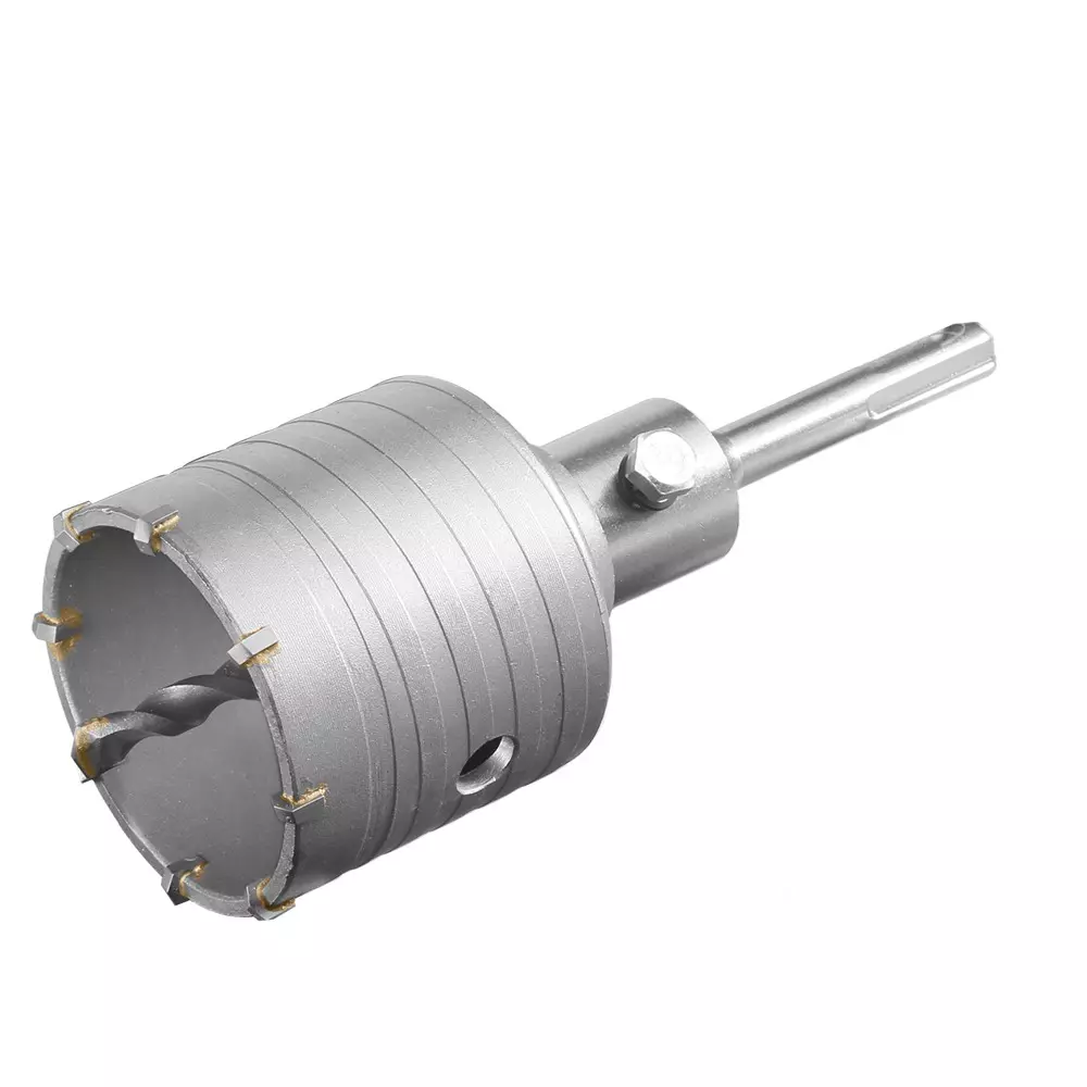 Total Hole Core Bit with Adaptor, 8 Pcs Blades and 8x110 mm Masonry Drill Bit 75 mm Diameter, TAC430751