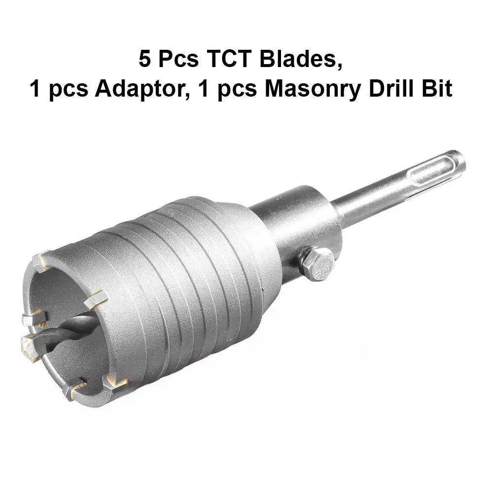 Total Hole Core Bit with Adaptor, 5 Pcs Blades and 8x110 mm Masonry Drill Bit 40 mm Diameter, TAC430401