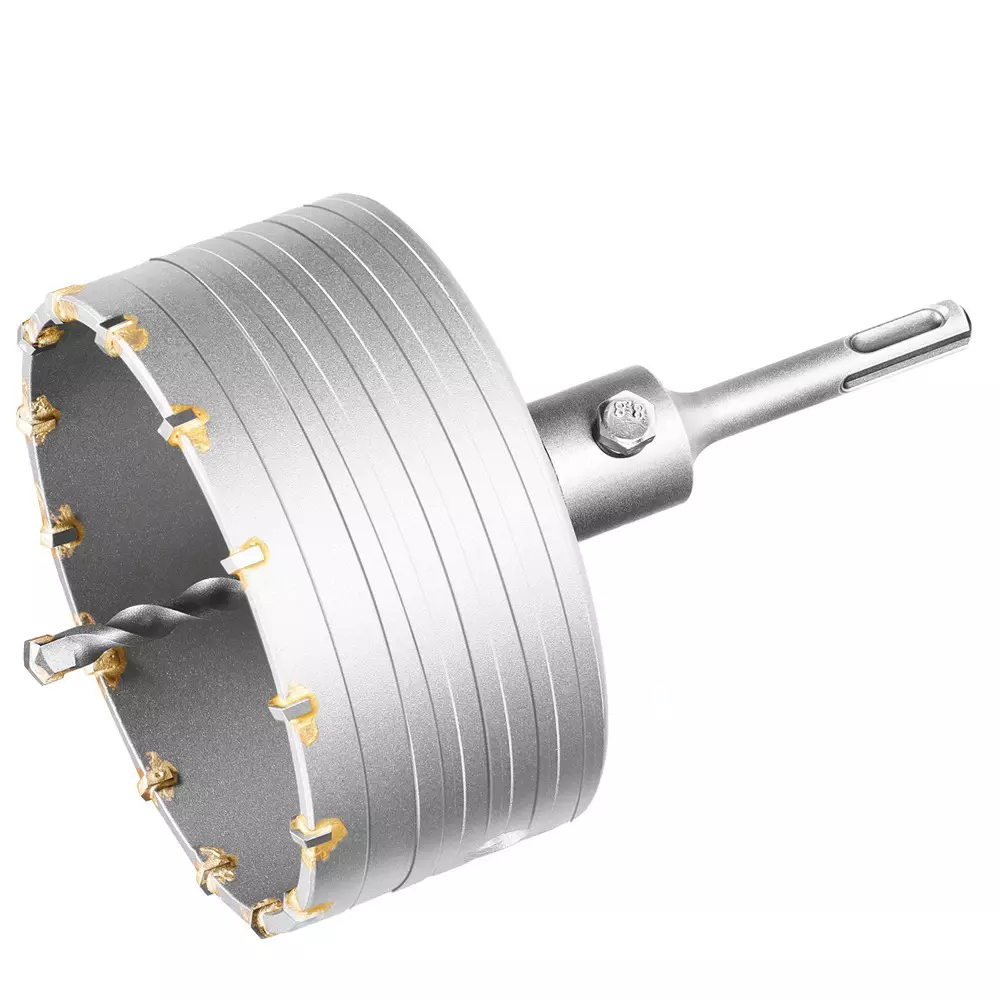 Total Hole Core Bit with Adaptor, 14 Pcs Blades and 8x110 mm Masonry Drill Bit 120 mm Diameter, TAC4301201