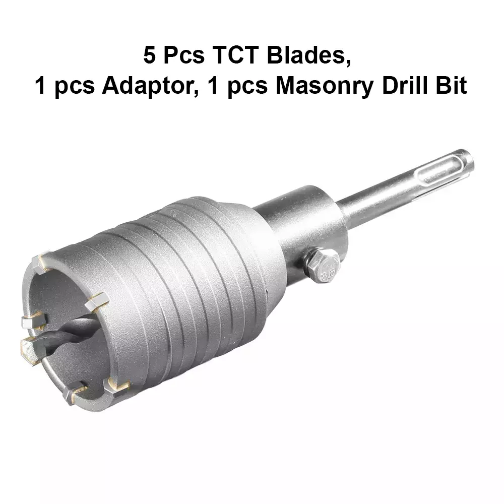 Total Hole Core Bit with Adaptor, 5 Pcs Blades and 8x110 mm Masonry Drill Bit 45 mm Diameter, TAC430451
