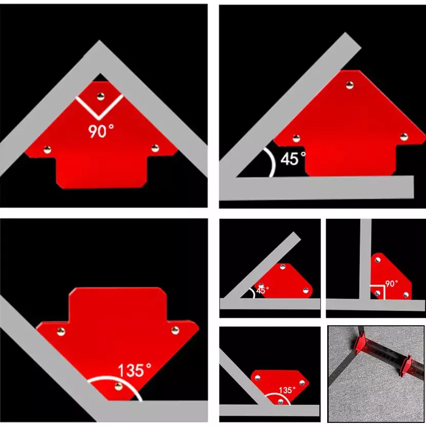 Dumdaar Welding Holding Corner Clamp Kit 200 Kg Clamping Force 8 cm Clamping Capacity Red for Welding Use