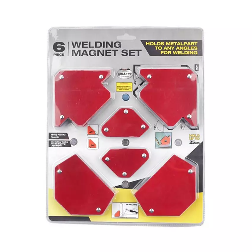 Catson Magnetic Corner Clamp Set 45°, 90°, 135° Aluminum Alloy Red 15 mm Throat Depth (Set of 6 Pcs)