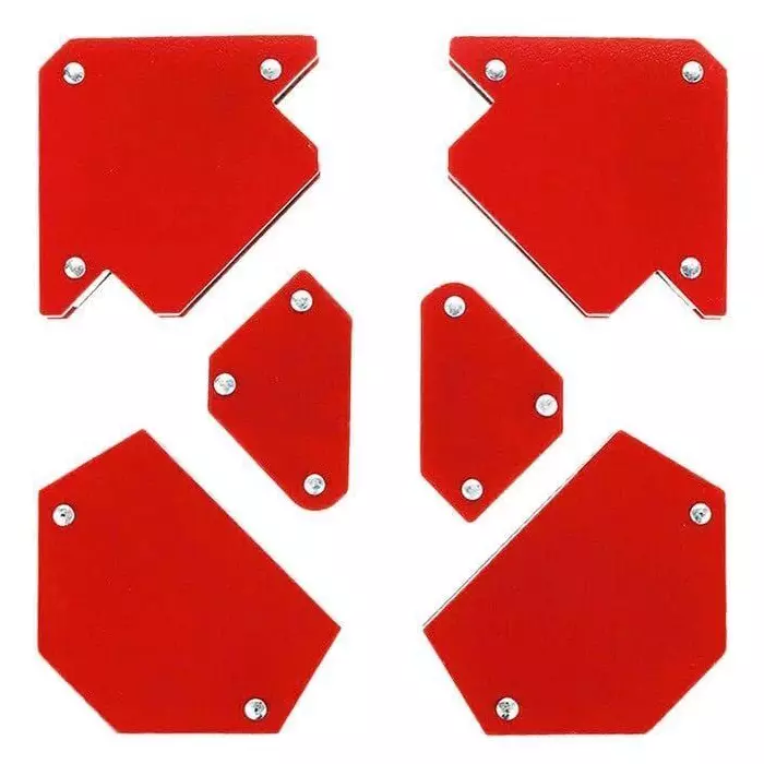 Catson Magnetic Corner Clamp Set 45°, 90°, 135° Aluminum Alloy Red 15 mm Throat Depth (Set of 6 Pcs)