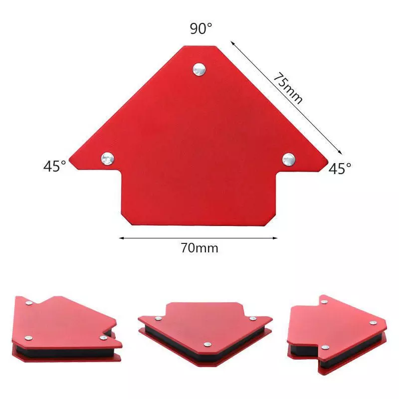Catson Magnetic Corner Clamp Set 45°, 90°, 135° Aluminum Alloy Red 15 mm Throat Depth (Set of 6 Pcs)