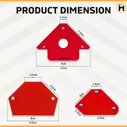 A.D INTERNATIONAL Multi Angle Magnetic Welding Holder Clamps Set with 2 x 3 inch Arrow Type, 2 x Triangle Type, and 2 x Mini Type, 100-CS-115 (Set of 6)