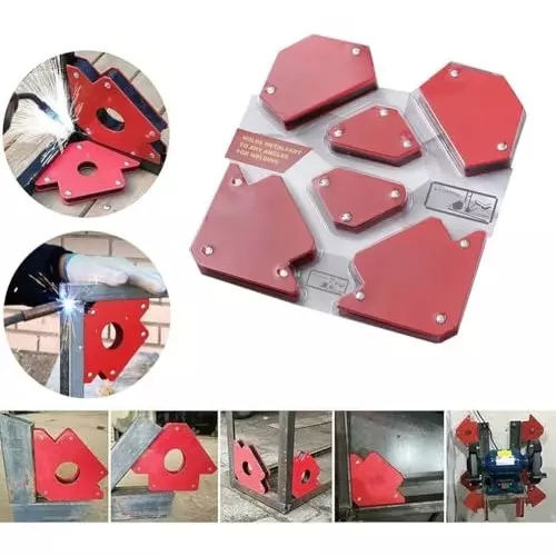 A.D INTERNATIONAL Multi Angle Magnetic Welding Holder Clamps Set with 2 x 3 inch Arrow Type, 2 x Triangle Type, and 2 x Mini Type, 100-CS-115 (Set of 6)