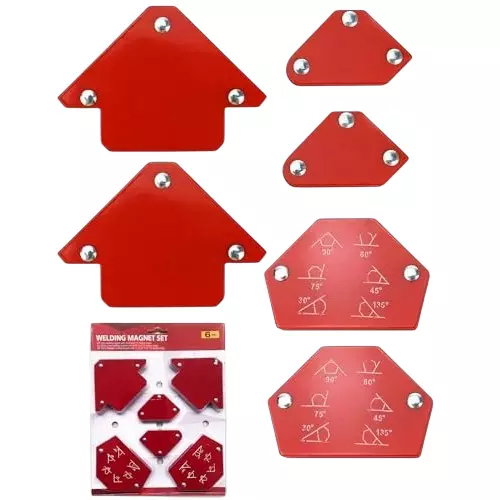 MECRAAF Multi-Angle Magnetic Welding Holder Clamps Set 30°, 45°, 60°, 75°, 90°, 135° High-Strength Metal with Strong Magnets Red, MC-5MAG (Set of 6)