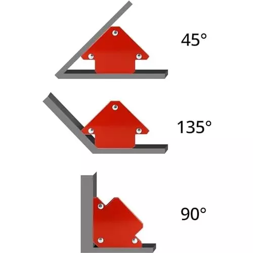 MECRAAF Multi-Angle Magnetic Welding Holder Clamps Set 30°, 45°, 60°, 75°, 90°, 135° High-Strength Metal with Strong Magnets Red, MC-5MAG (Set of 6)