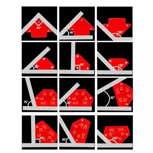MECRAAF Multi-Angle Magnetic Welding Holder Clamps Set 30°, 45°, 60°, 75°, 90°, 135° High-Strength Metal with Strong Magnets Red, MC-5MAG (Set of 6)