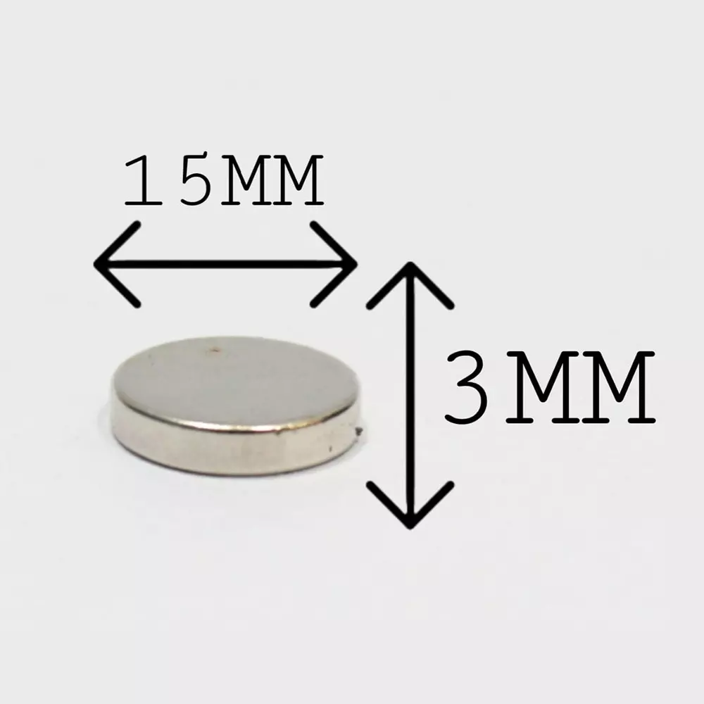 GENERIC Neodymium Iron Boron Magnet (Nd₂Fe₁₄B) 15x3 mm (Pack of 12 Pcs)