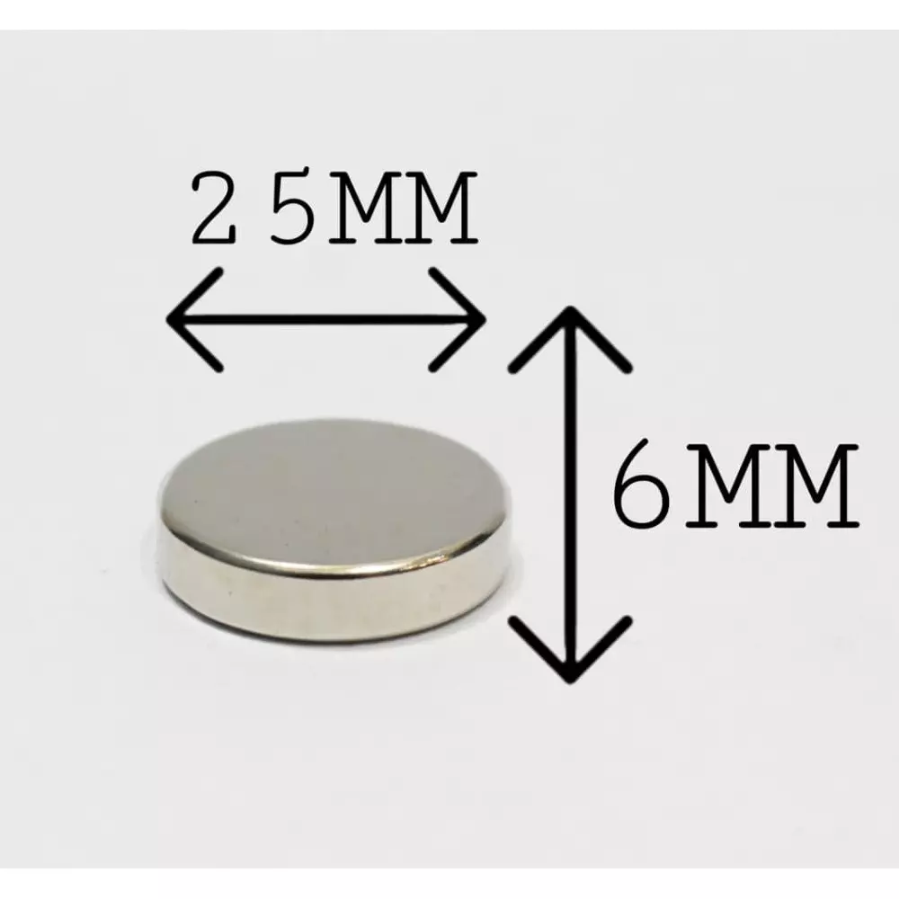 GENERIC Neodymium Iron Boron Magnet (Nd₂Fe₁₄B) 25x6 mm (Pack of 4 Pcs)