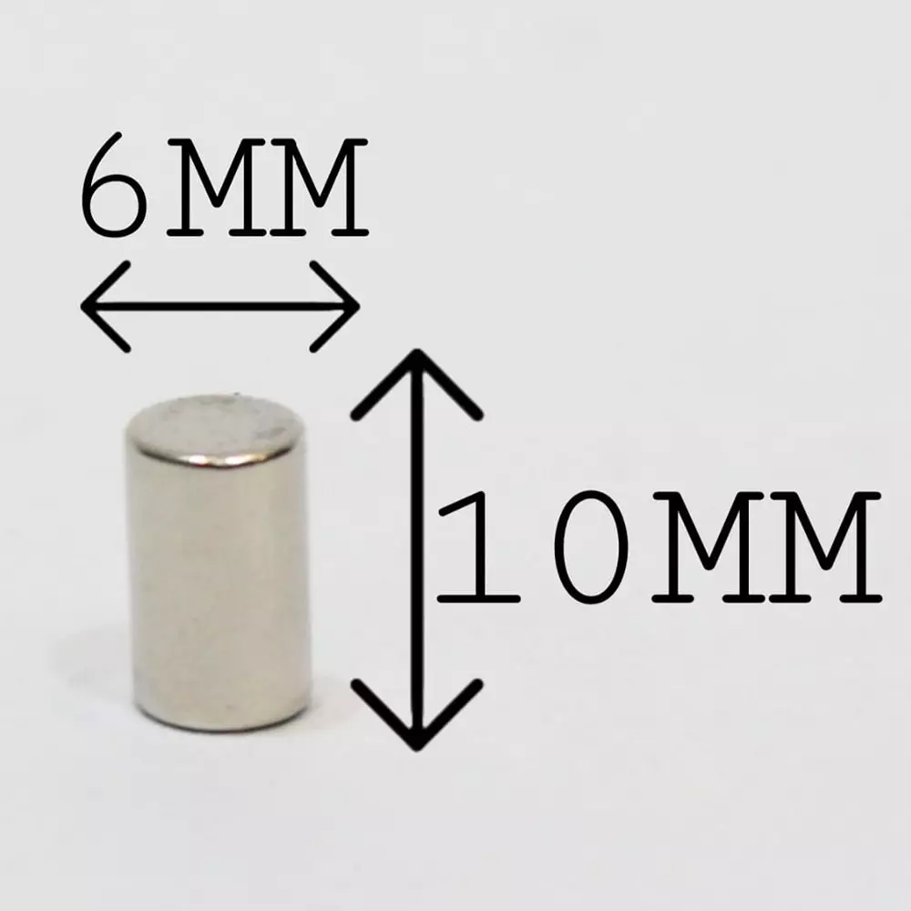 GENERIC Neodymium Iron Boron Magnet (Nd₂Fe₁₄B) 6x10 mm (Pack of 10 Pcs)