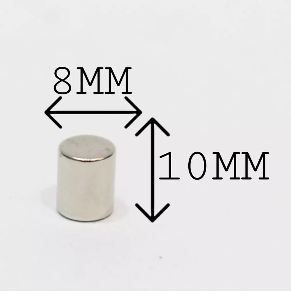 GENERIC Neodymium Iron Boron Magnet (Nd₂Fe₁₄B) 8x10 mm (Pack of 15 Pcs)