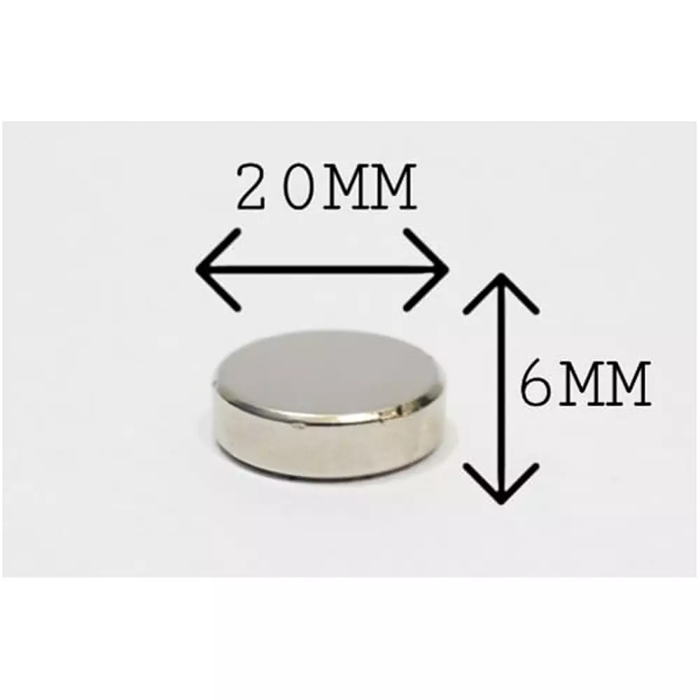 GENERIC Neodymium Iron Boron Magnet (Nd₂Fe₁₄B) 20x6 mm (Pack of 4 Pcs)