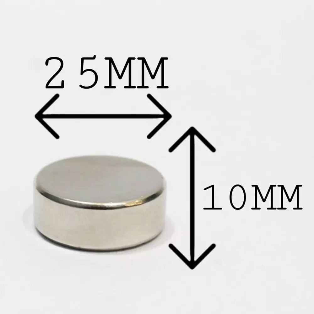 GENERIC Neodymium Iron Boron Magnet (Nd₂Fe₁₄B) 25x10 mm (Pack of 2 Pcs)