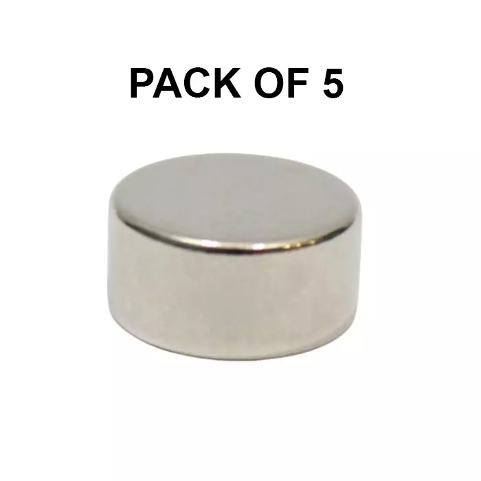 GENERIC Neodymium Iron Boron Magnet (Nd₂Fe₁₄B) 12x6 mm (Pack of 5 Pcs)