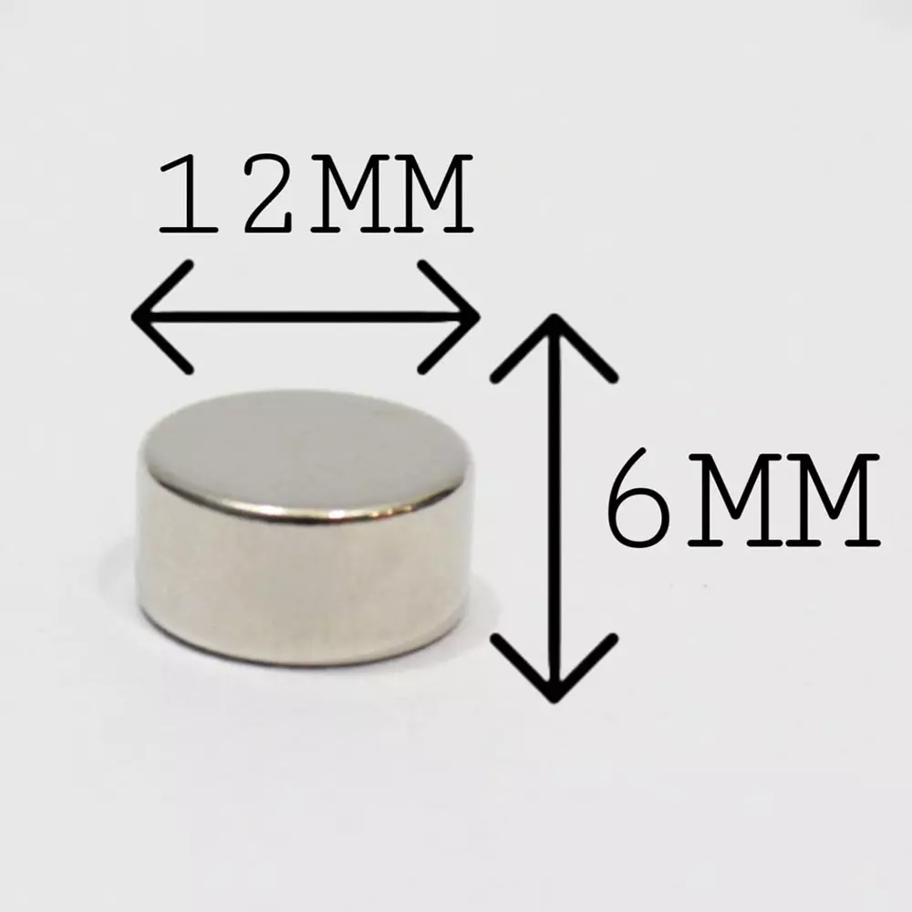 GENERIC Neodymium Iron Boron Magnet (Nd₂Fe₁₄B) 12x6 mm (Pack of 5 Pcs)