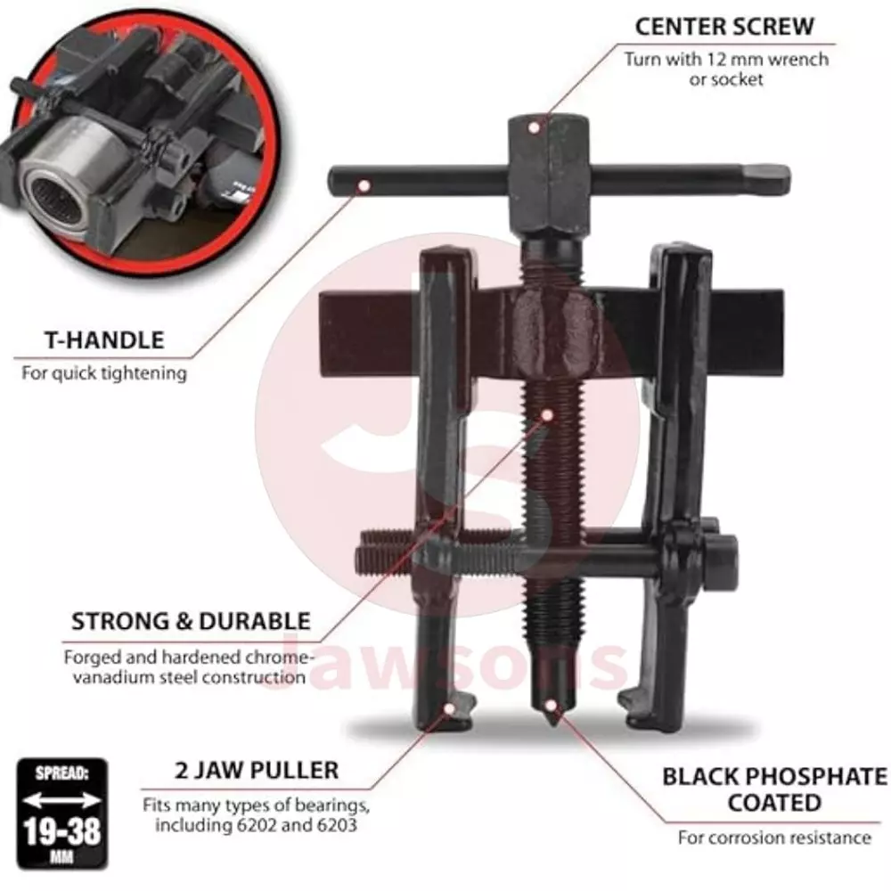Jawsons Heavy-Duty Adjustable 2-Leg Bearing Puller Tool High-Strength Carbon Steel 5.08 cm (2 inch), Black