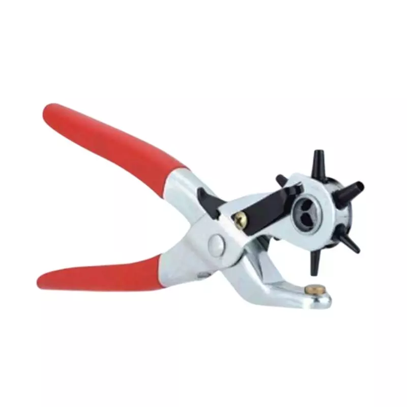 Jhalani Revolving Punch Plier 200 mm (7.87 inch) Stainless Steel Red, Sliver